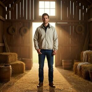 Vintage Woodlake Windbreaker Jacket Mens XL Nylon Lining Ivory Full Zip Workwear